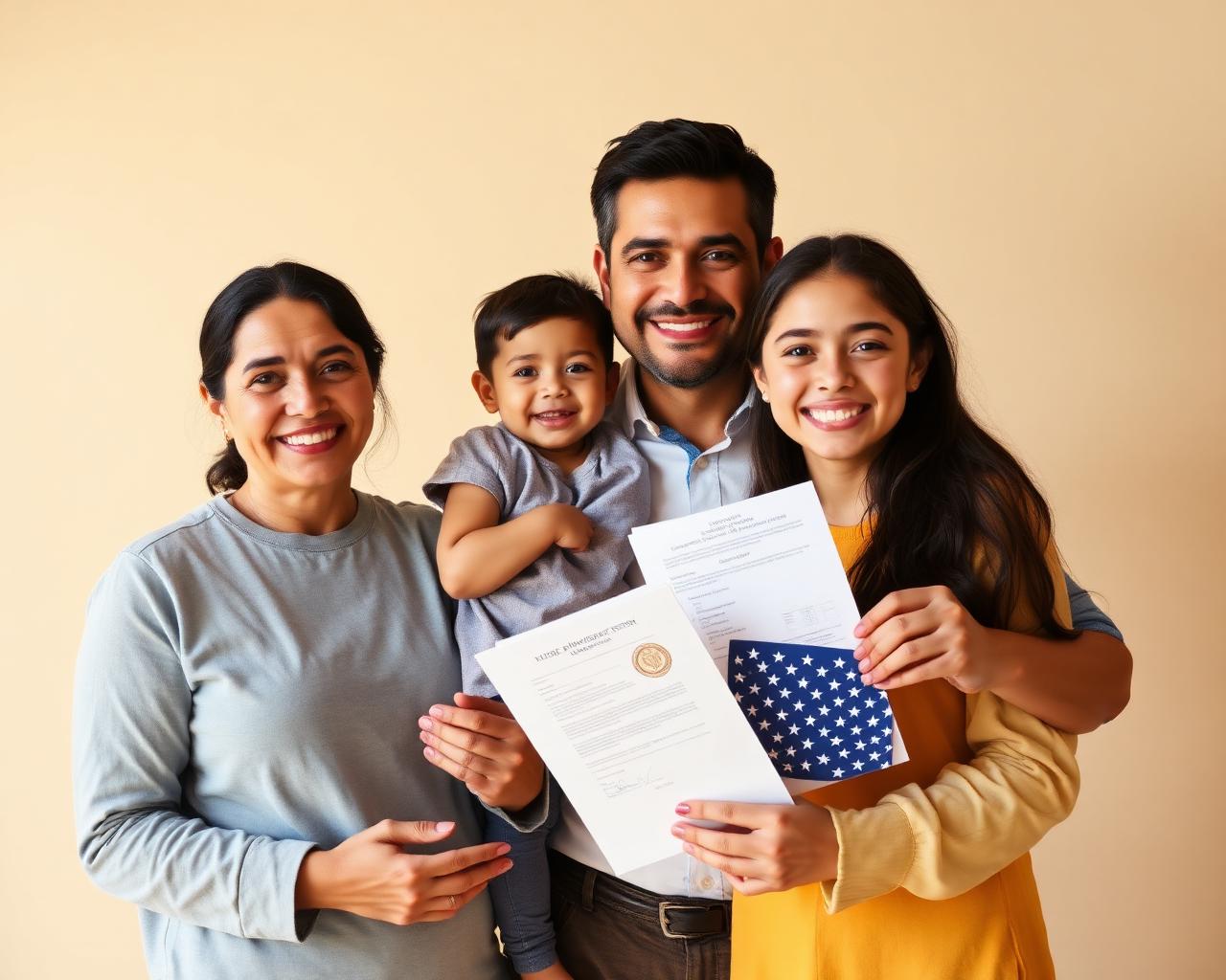 Familia unida en Estados Unidos después de remover las condiciones de la residencia